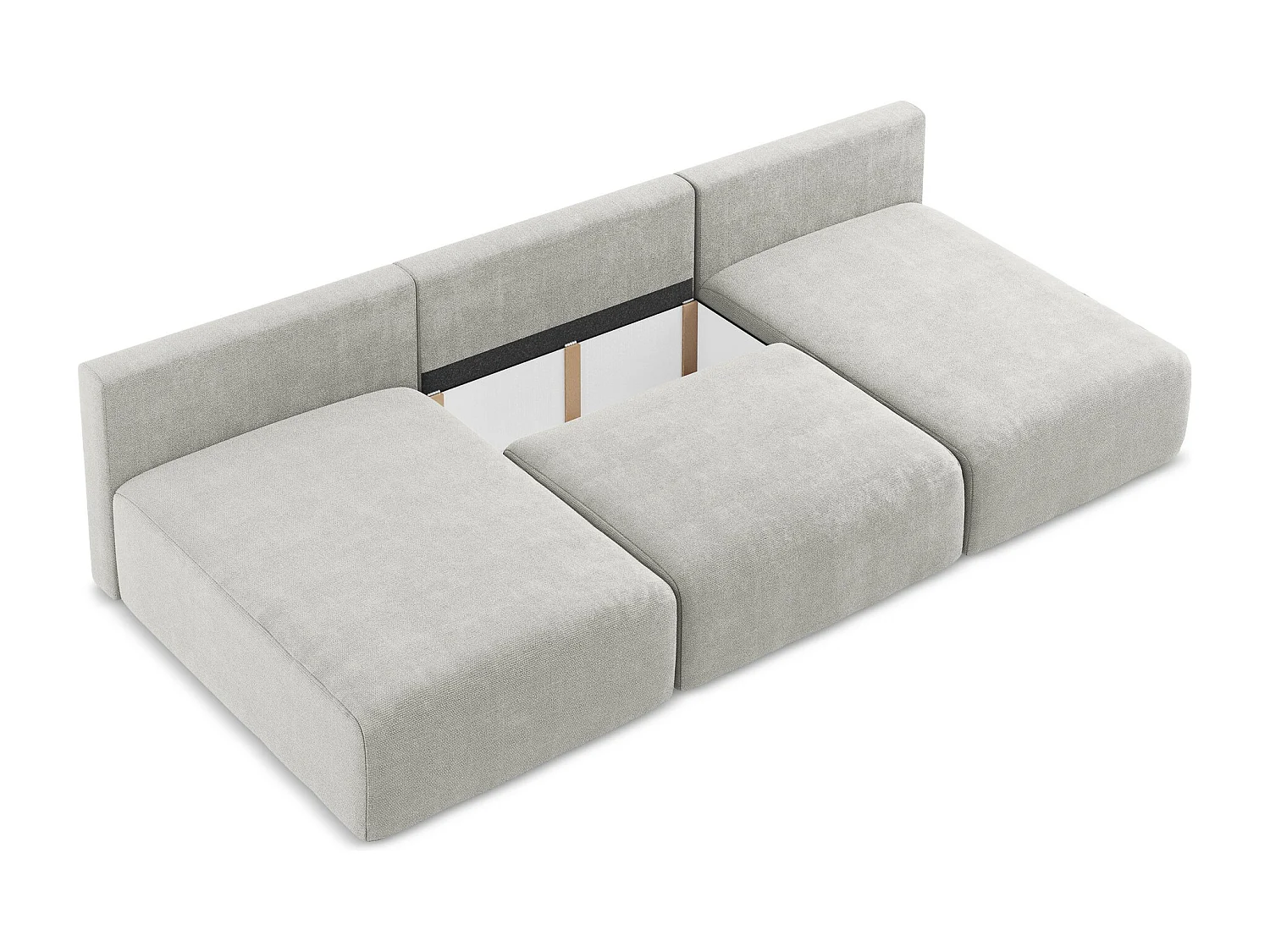 Canapé panoramique sans accoudoir convertible en Chenille - gris clair - KONA