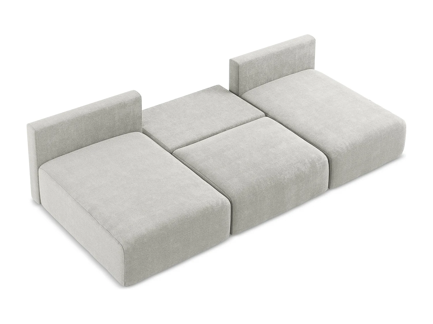 Canapé panoramique sans accoudoir convertible en Chenille - gris clair - KONA