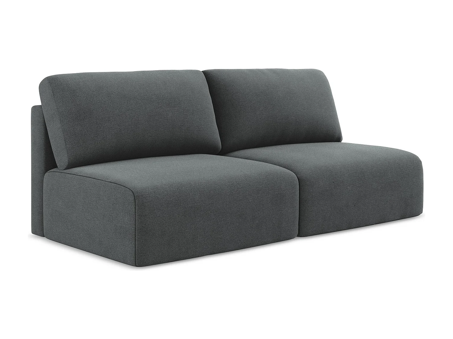 3-Sitzer Sofa ohne Armlehne mit Schlaffunktion - / - Strukturstoff - Grau - KONA