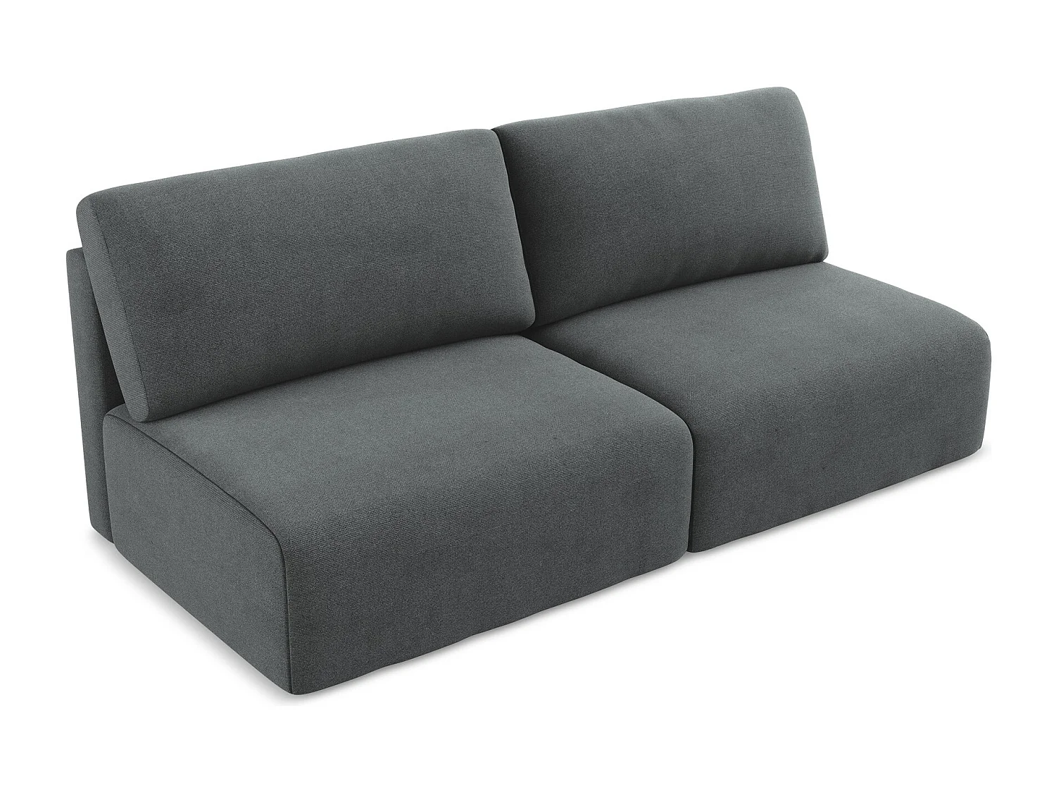 3-Sitzer Sofa ohne Armlehne mit Schlaffunktion - / - Strukturstoff - Grau - KONA