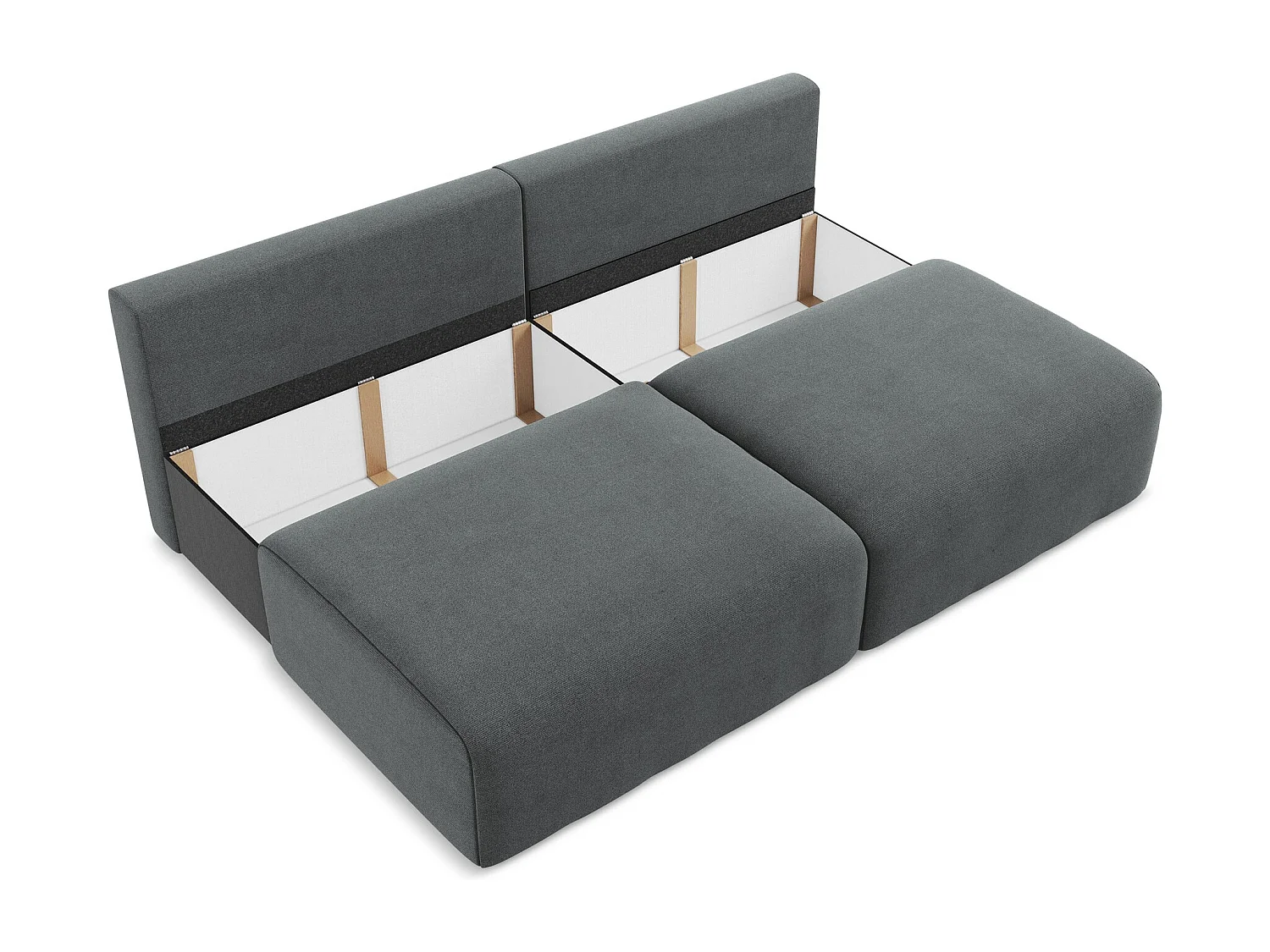 3-Sitzer Sofa ohne Armlehne mit Schlaffunktion - / - Strukturstoff - Grau - KONA