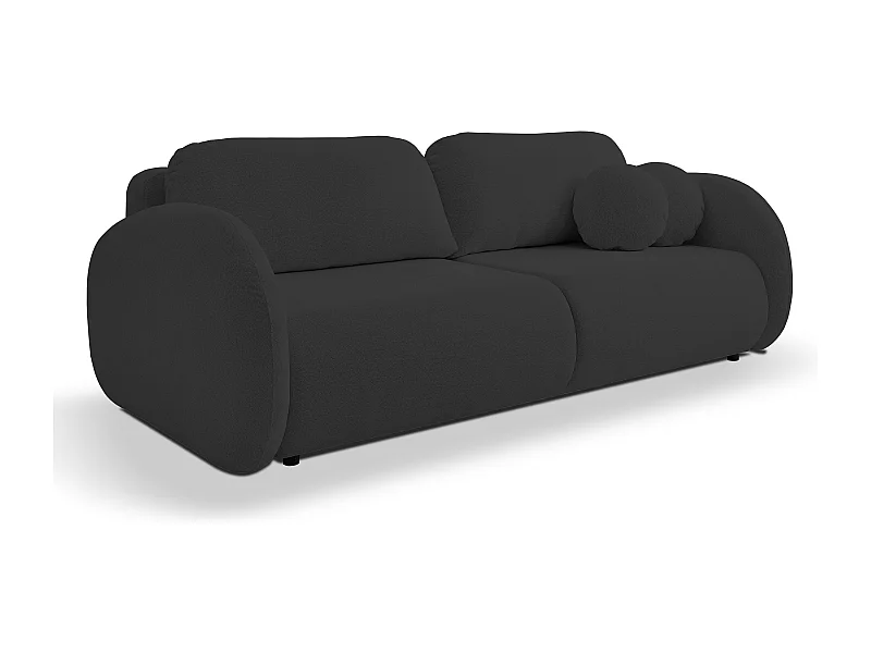 Canapé LOOP convertible, design moderne, coffre de rangement, style scandinave, 234x86x112 cm, couleur : NOIR