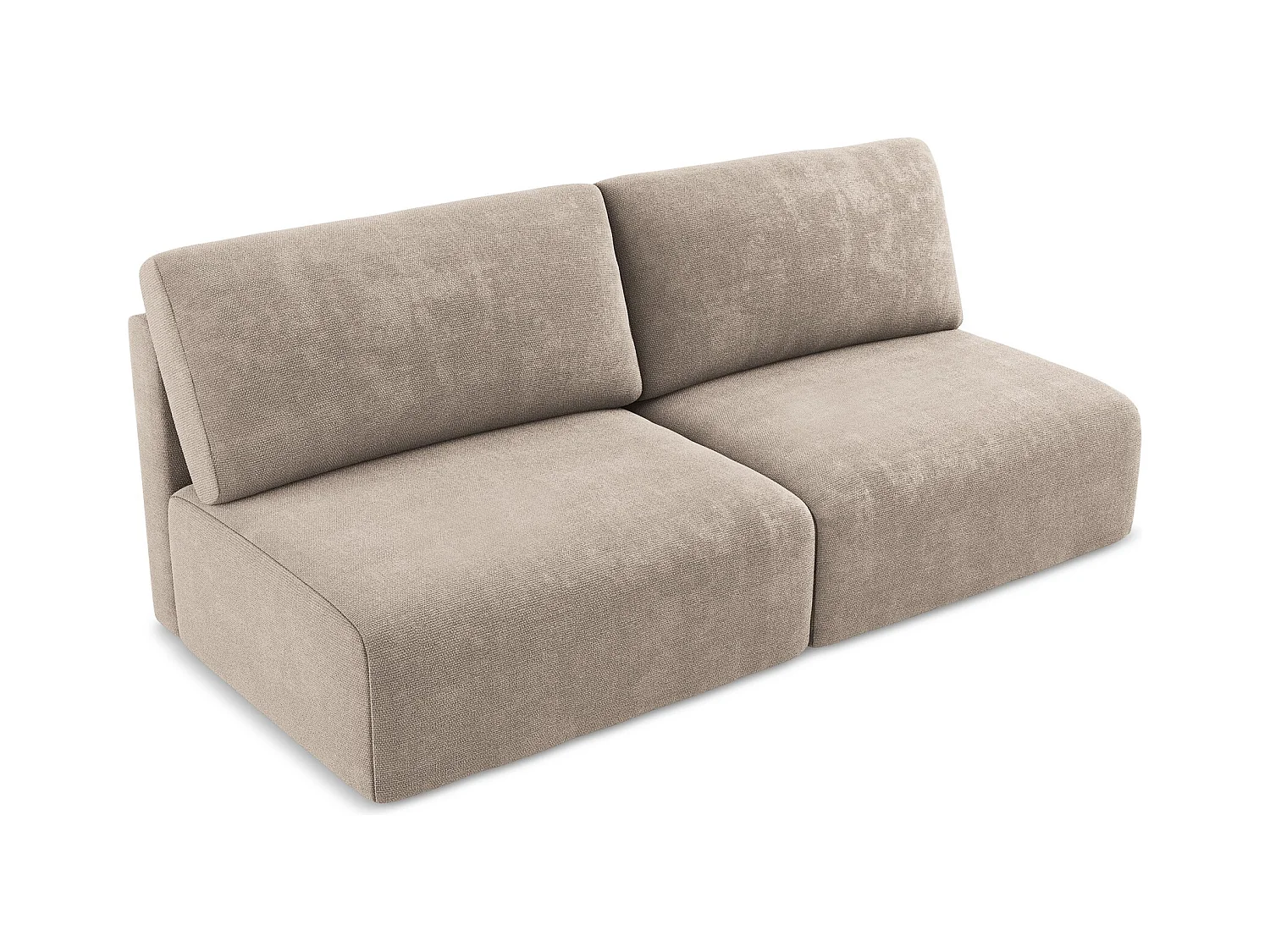 Canapé 3 places sans accoudoir convertible en Chenille - beige foncé - KONA