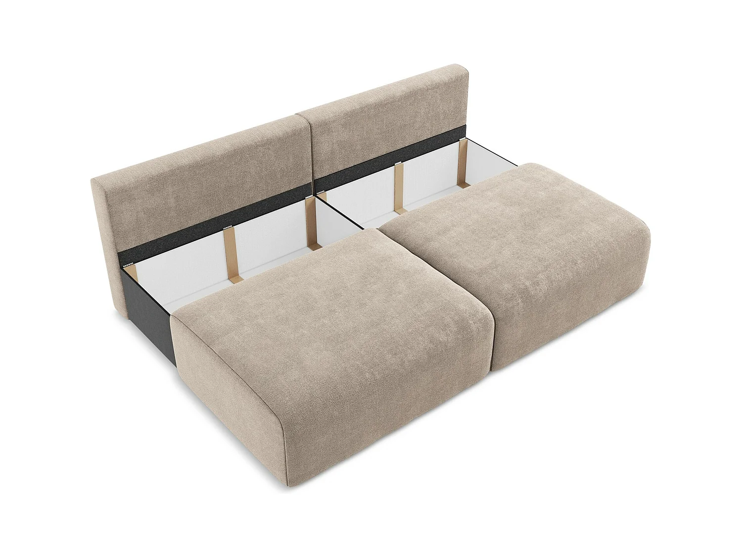 Canapé 3 places sans accoudoir convertible en Chenille - beige foncé - KONA