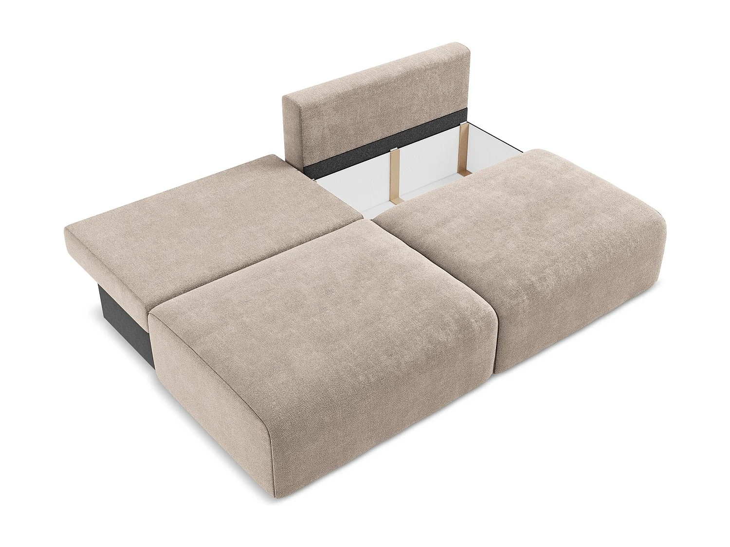 Canapé 3 places sans accoudoir convertible en Chenille - beige foncé - KONA