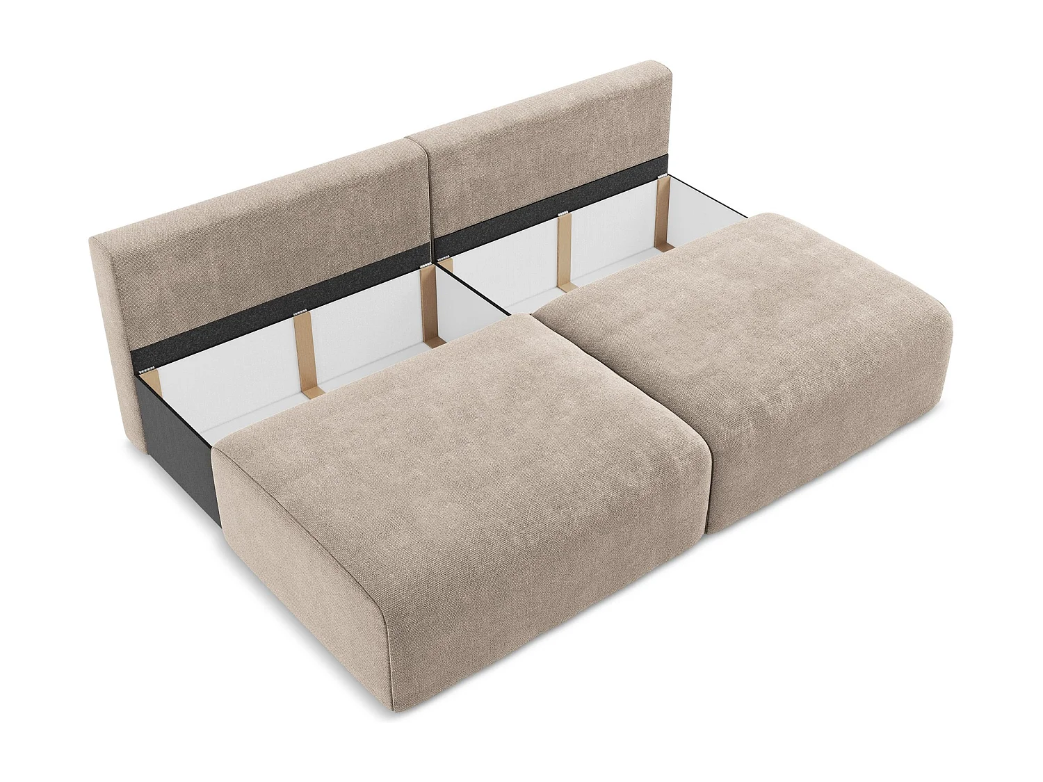 3-Sitzer Sofa ohne Armlehne mit Schlaffunktion - / - Chenille - Dunkelbeige - KONA