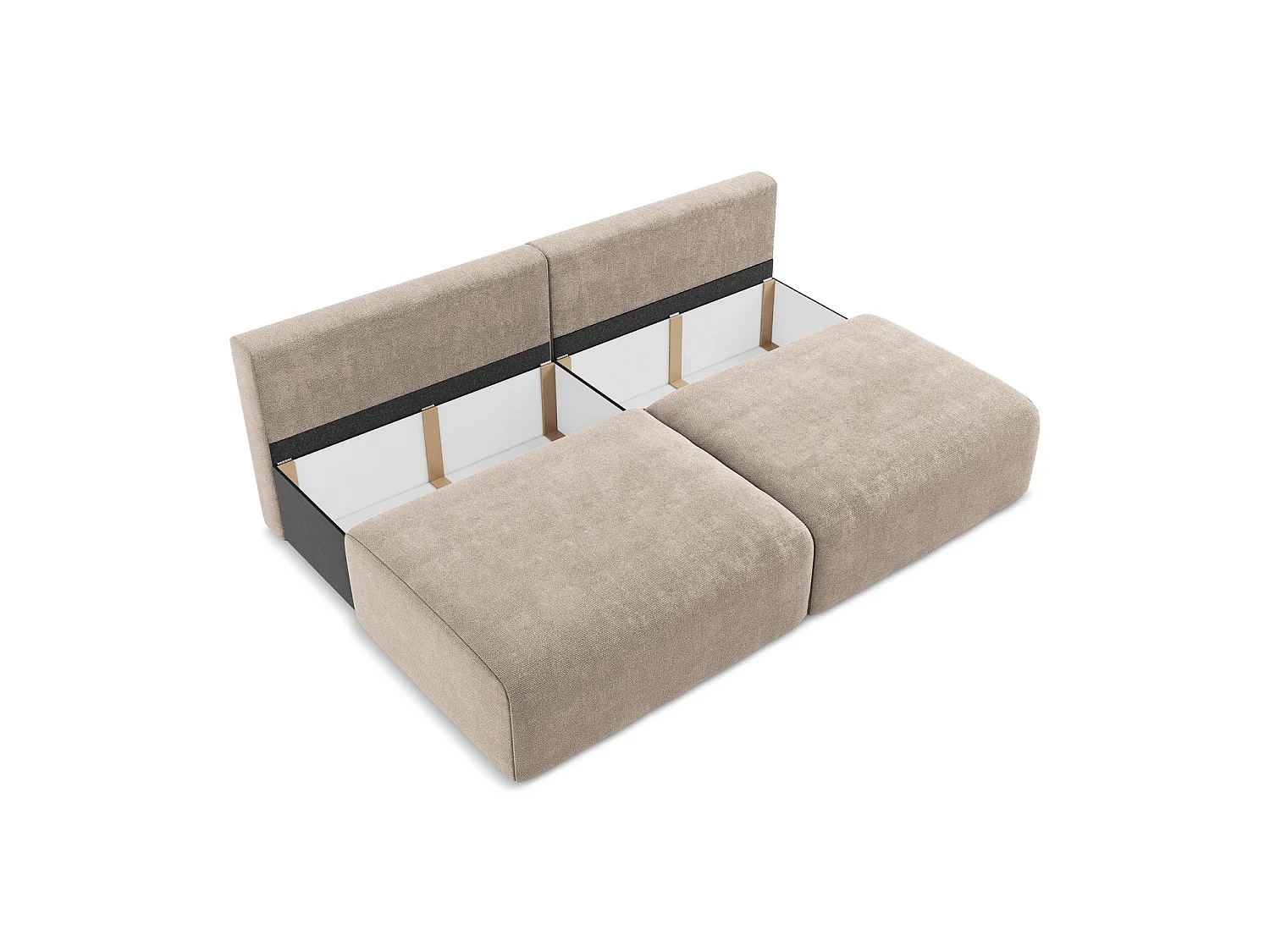 Sofa 3-osobowa z funkcją spania - z tkaniny szenilowej - ciemny beż - OSTIA
