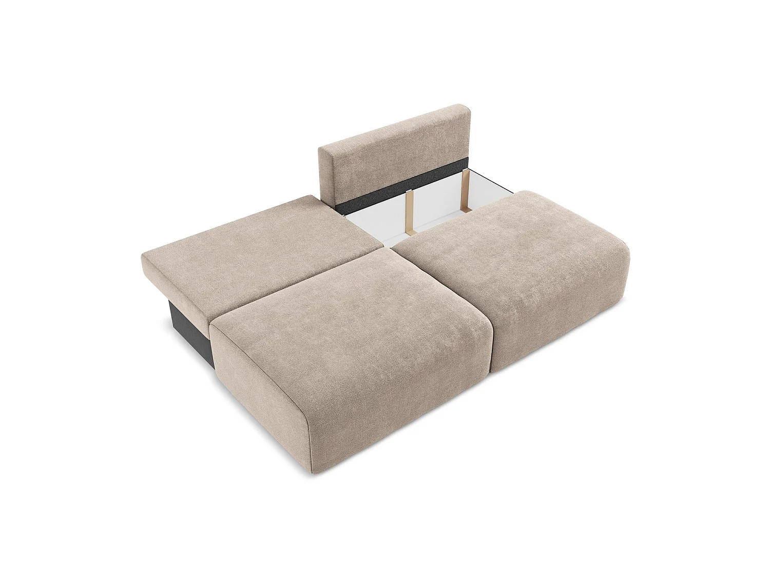 Sofa 3-osobowa z funkcją spania - z tkaniny szenilowej - ciemny beż - OSTIA