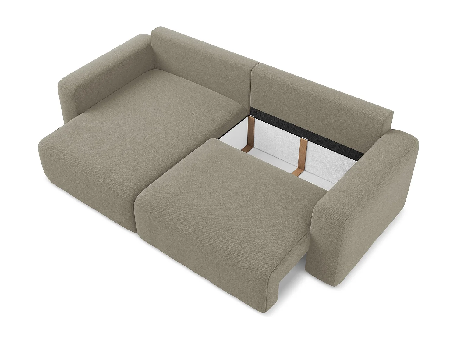 Canapé d’angle 3 places gauche convertible en Strukturstoff - beige foncé - KONA