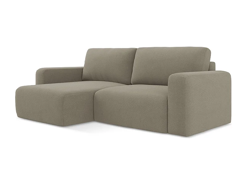 Hoekslaapbank links van donkerbeige textuurstof - KONA