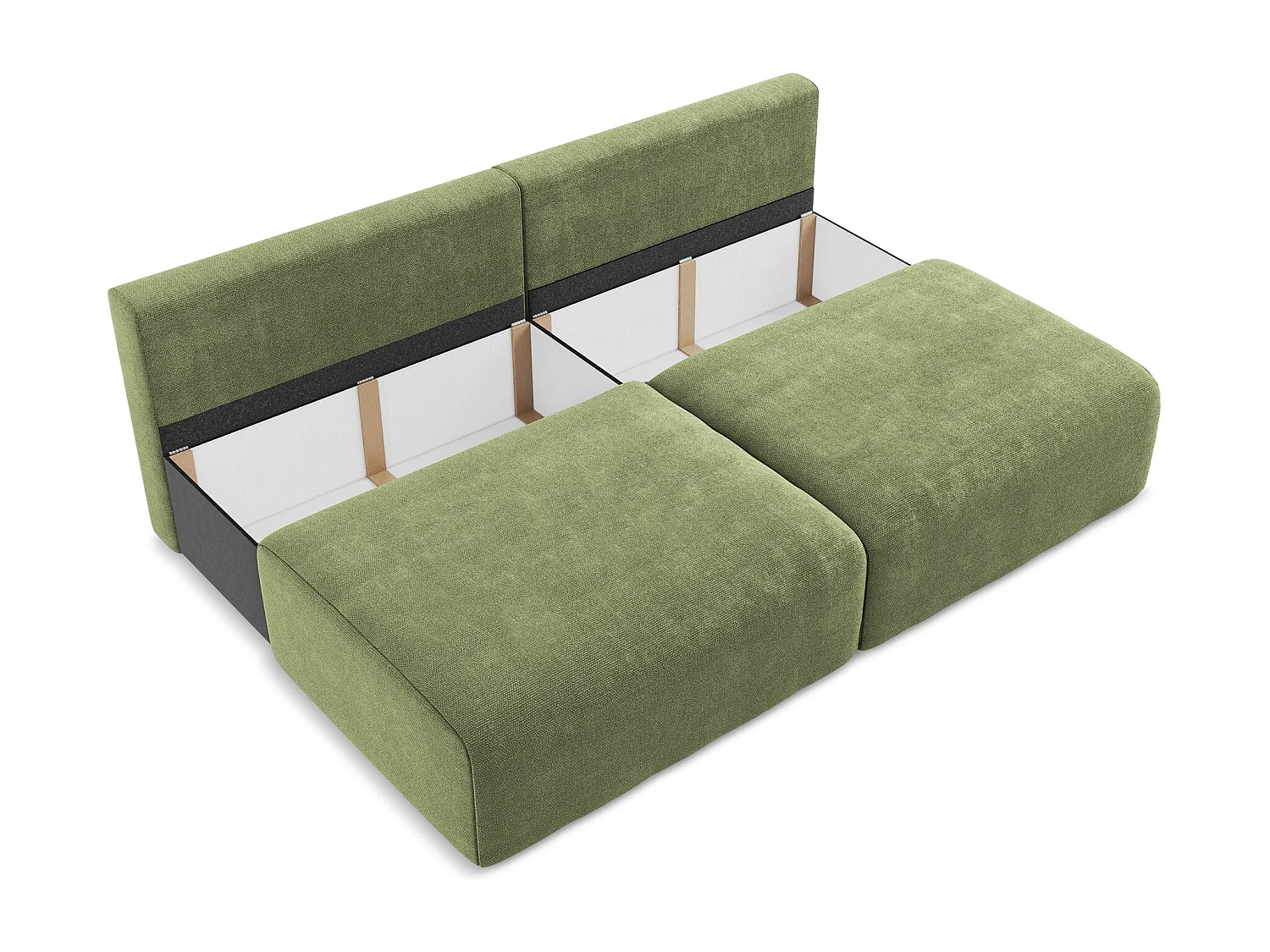 Otwarta Sofa 3-osobowa z funkcją spania - z tkaniny szenilowej - zielony - KONA