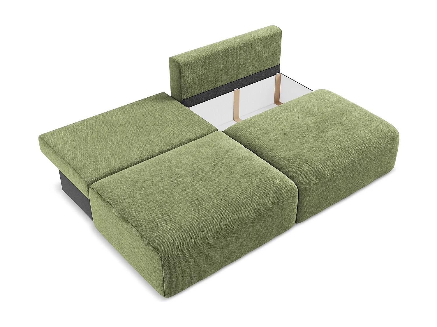 Otwarta Sofa 3-osobowa z funkcją spania - z tkaniny szenilowej - zielony - KONA