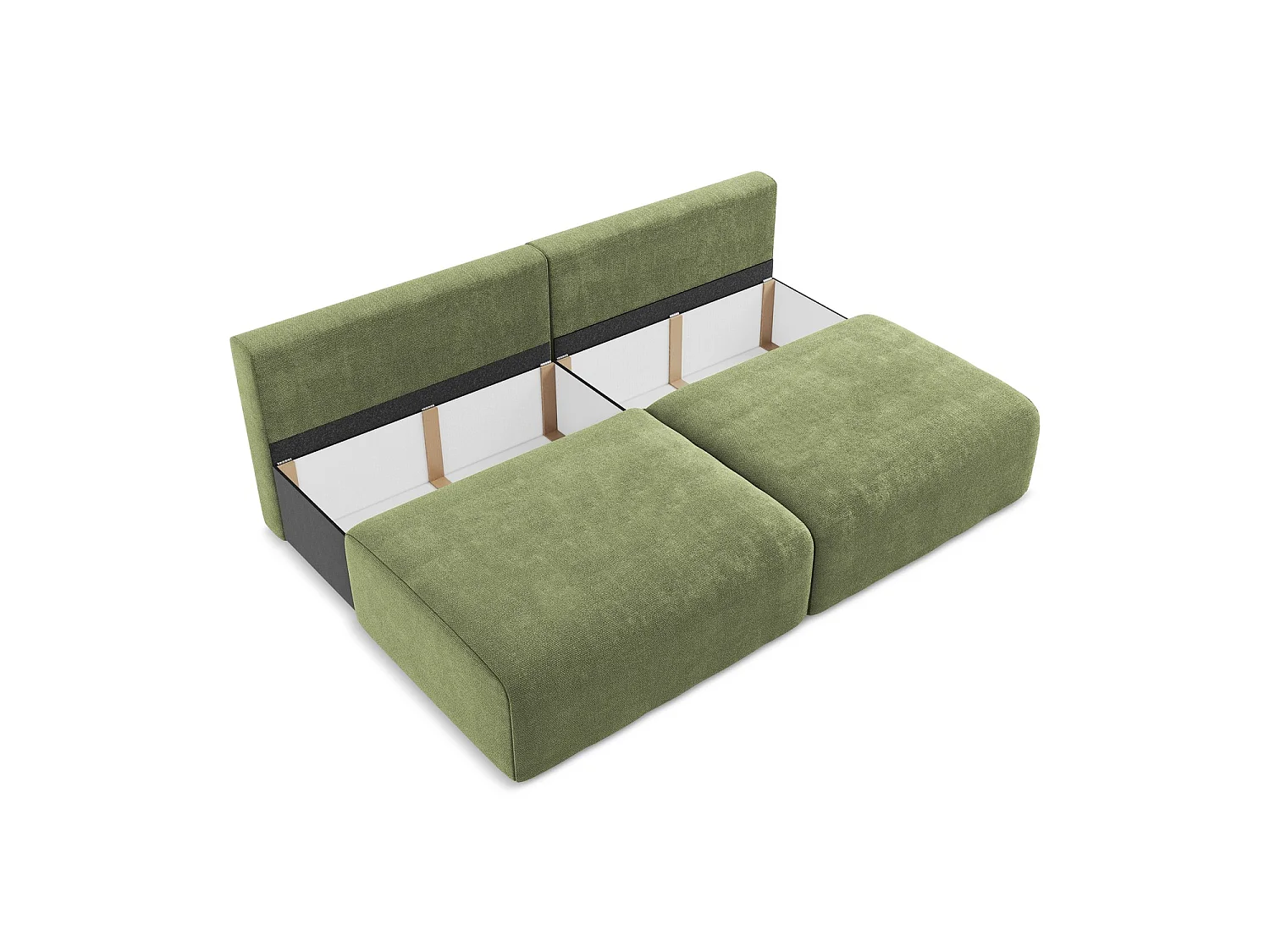 Sofa 3-osobowa z funkcją spania - z tkaniny szenilowej - zielony - OSTIA