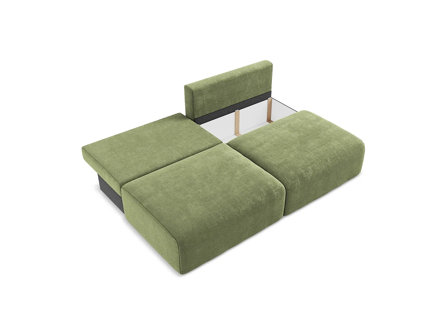 Sofa 3-osobowa z funkcją spania - z tkaniny szenilowej - zielony - OSTIA