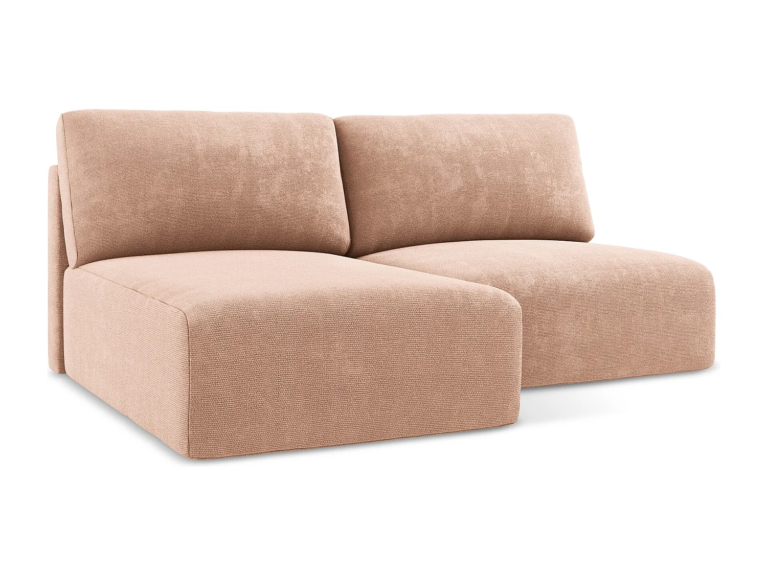 Ecksofa ohne Armlehne mit Schlaffunktion Links - Links - Chenille - Pfirsich - KONA