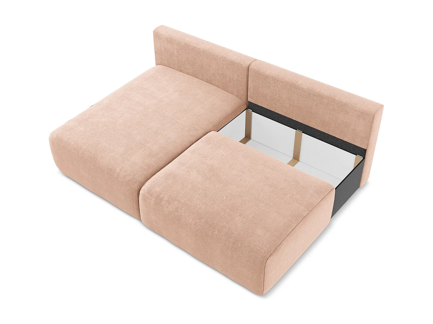 Ecksofa ohne Armlehne mit Schlaffunktion Links - Links - Chenille - Pfirsich - KONA