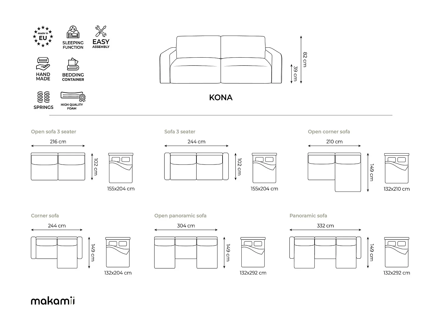 Ecksofa ohne Armlehne mit Schlaffunktion Links - Links - Chenille - Pfirsich - KONA