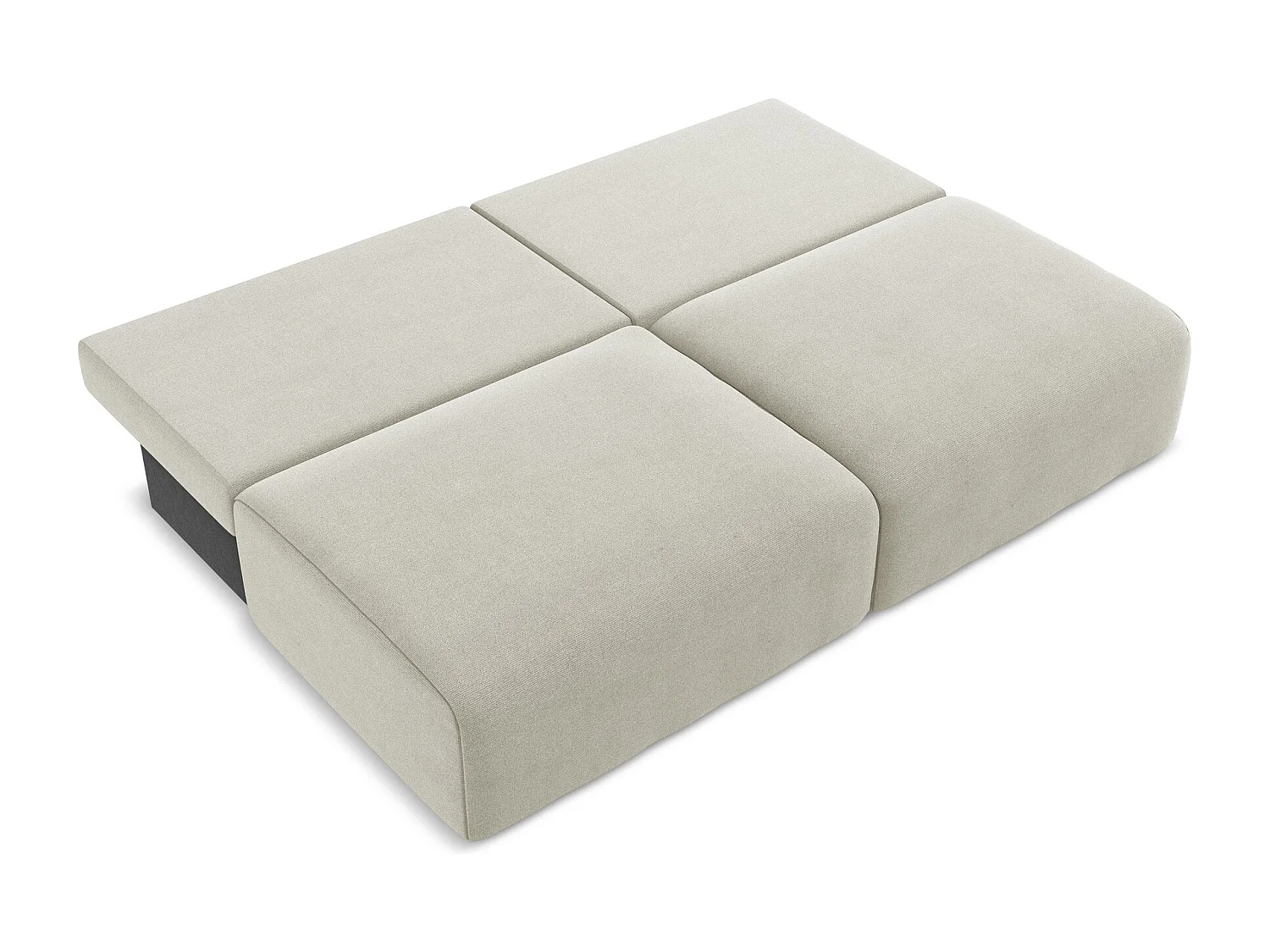 Canapé 3 places sans accoudoir convertible en Strukturstoff - beige clair - KONA