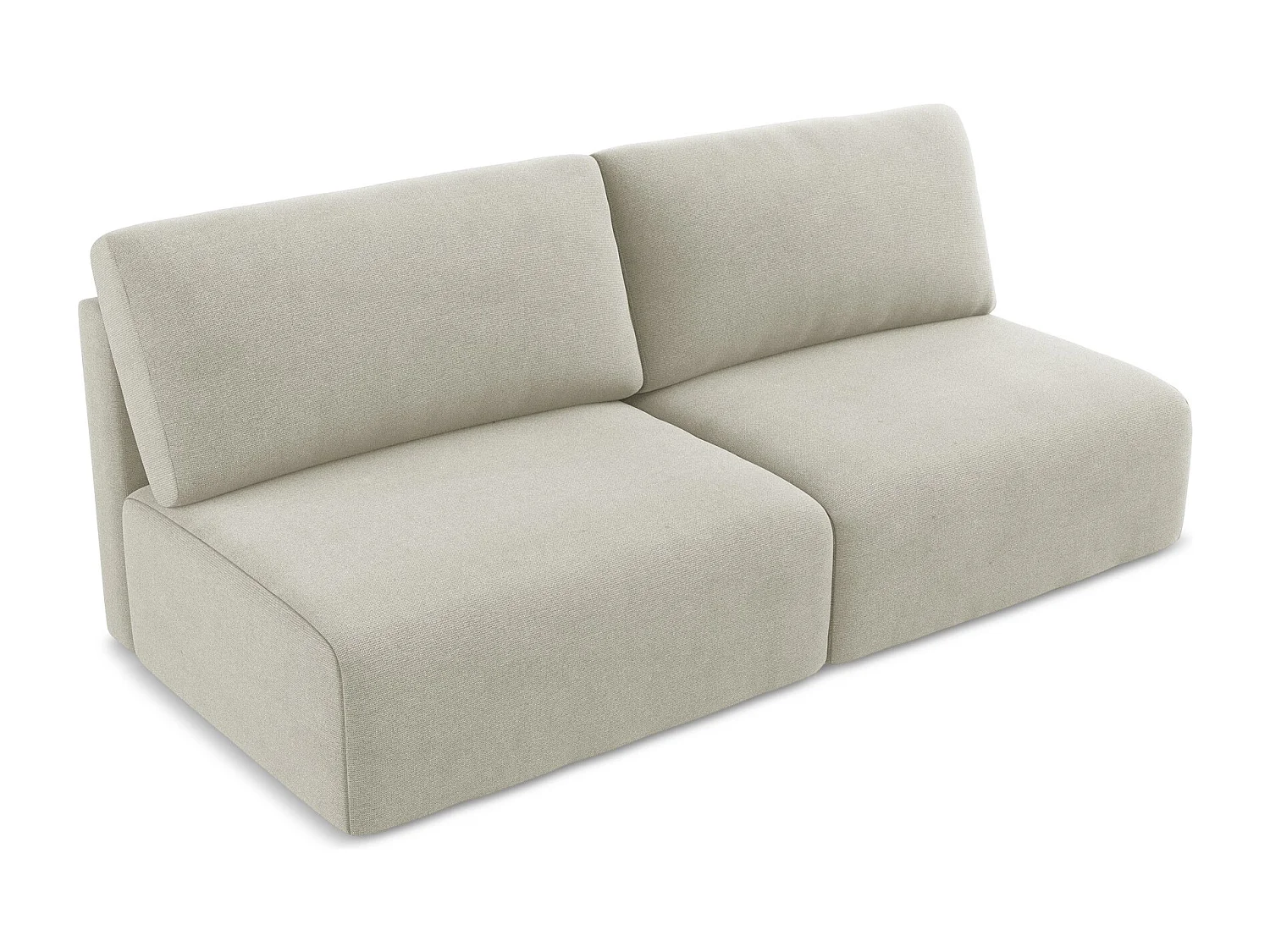 Canapé 3 places sans accoudoir convertible en Strukturstoff - beige clair - KONA