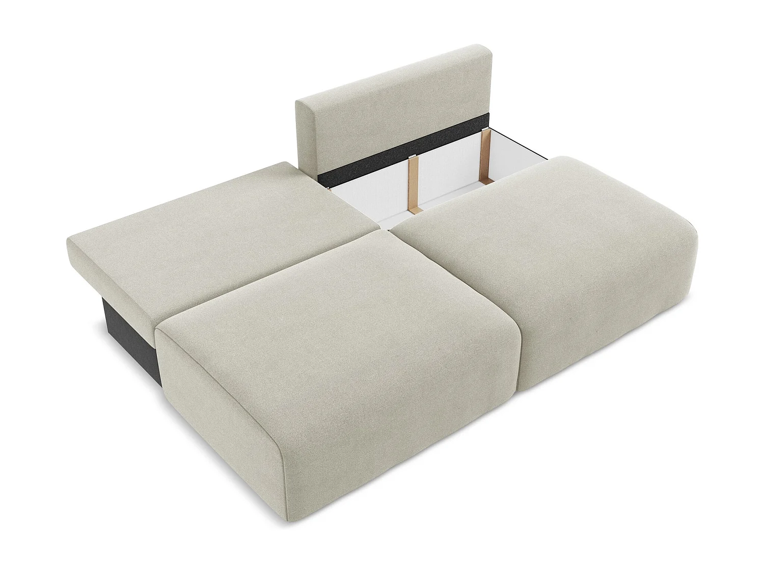 Canapé 3 places sans accoudoir convertible en Strukturstoff - beige clair - KONA