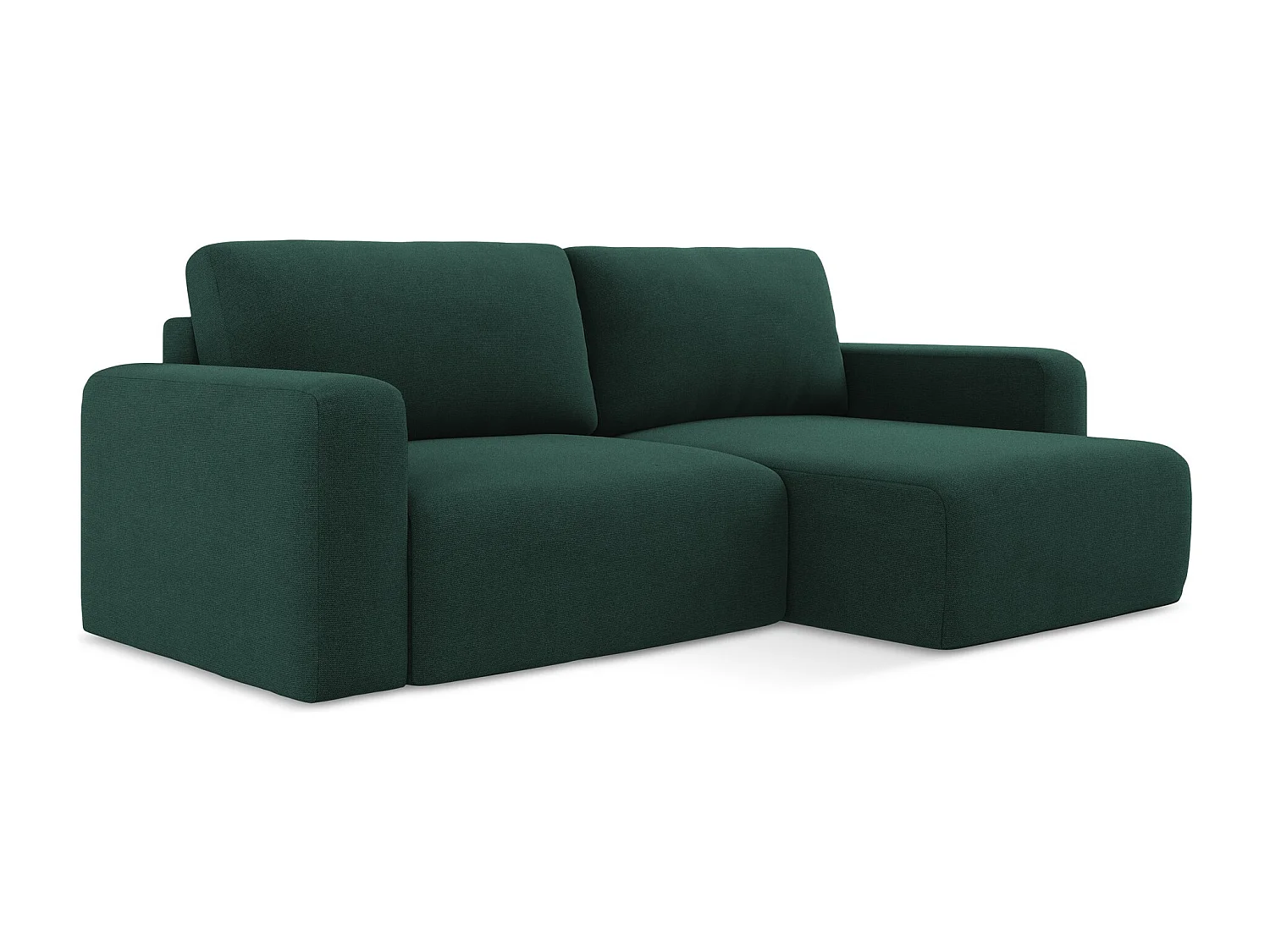 Ecksofa mit Schlaffunktion - Ecke Rechts - Strukturstoff - Flaschengrün - KONA