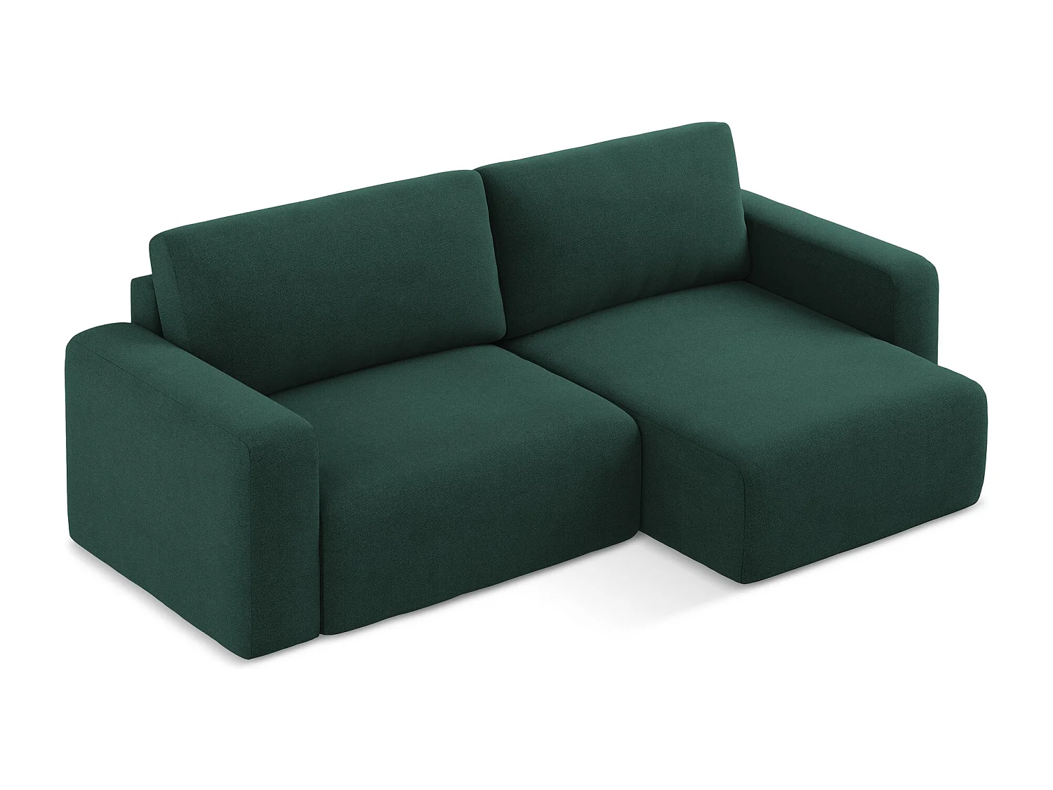 Ecksofa mit Schlaffunktion - Ecke Rechts - Strukturstoff - Flaschengrün - KONA