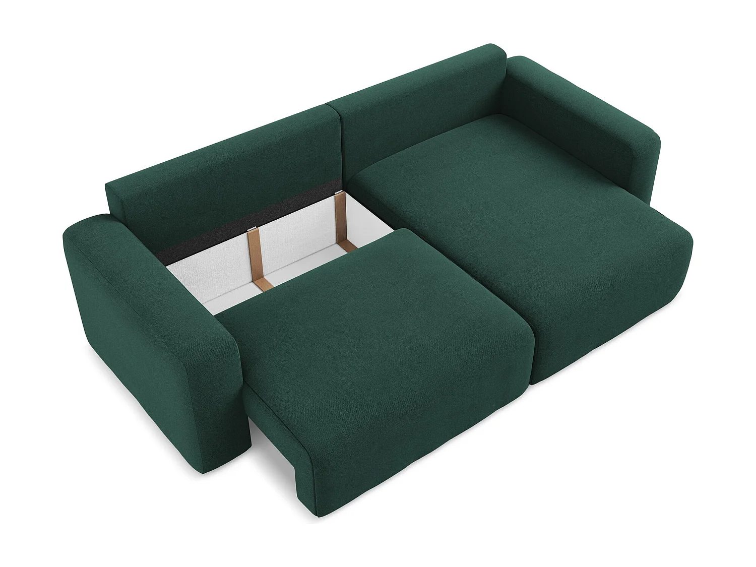 Ecksofa mit Schlaffunktion - Ecke Rechts - Strukturstoff - Flaschengrün - KONA