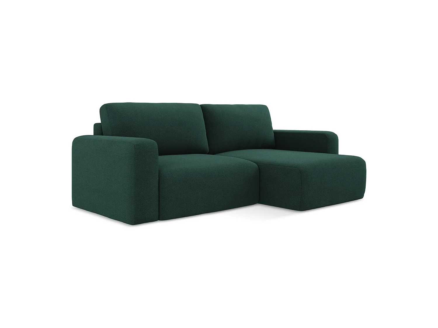 Ecksofa mit Schlaffunktion - Ecke Rechts - Strukturstoff - Flaschengrün - OSTIA