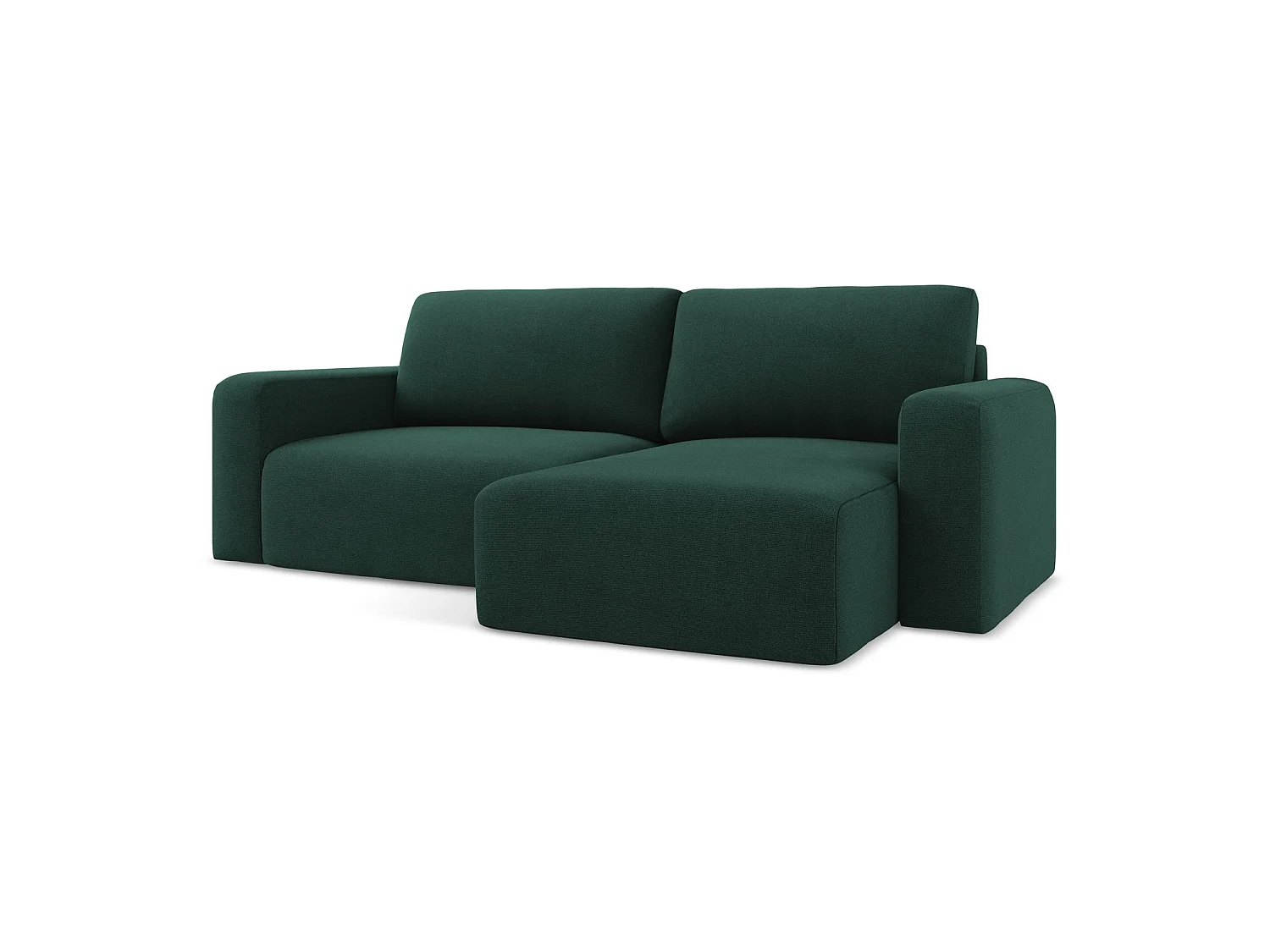 Ecksofa mit Schlaffunktion - Ecke Rechts - Strukturstoff - Flaschengrün - OSTIA
