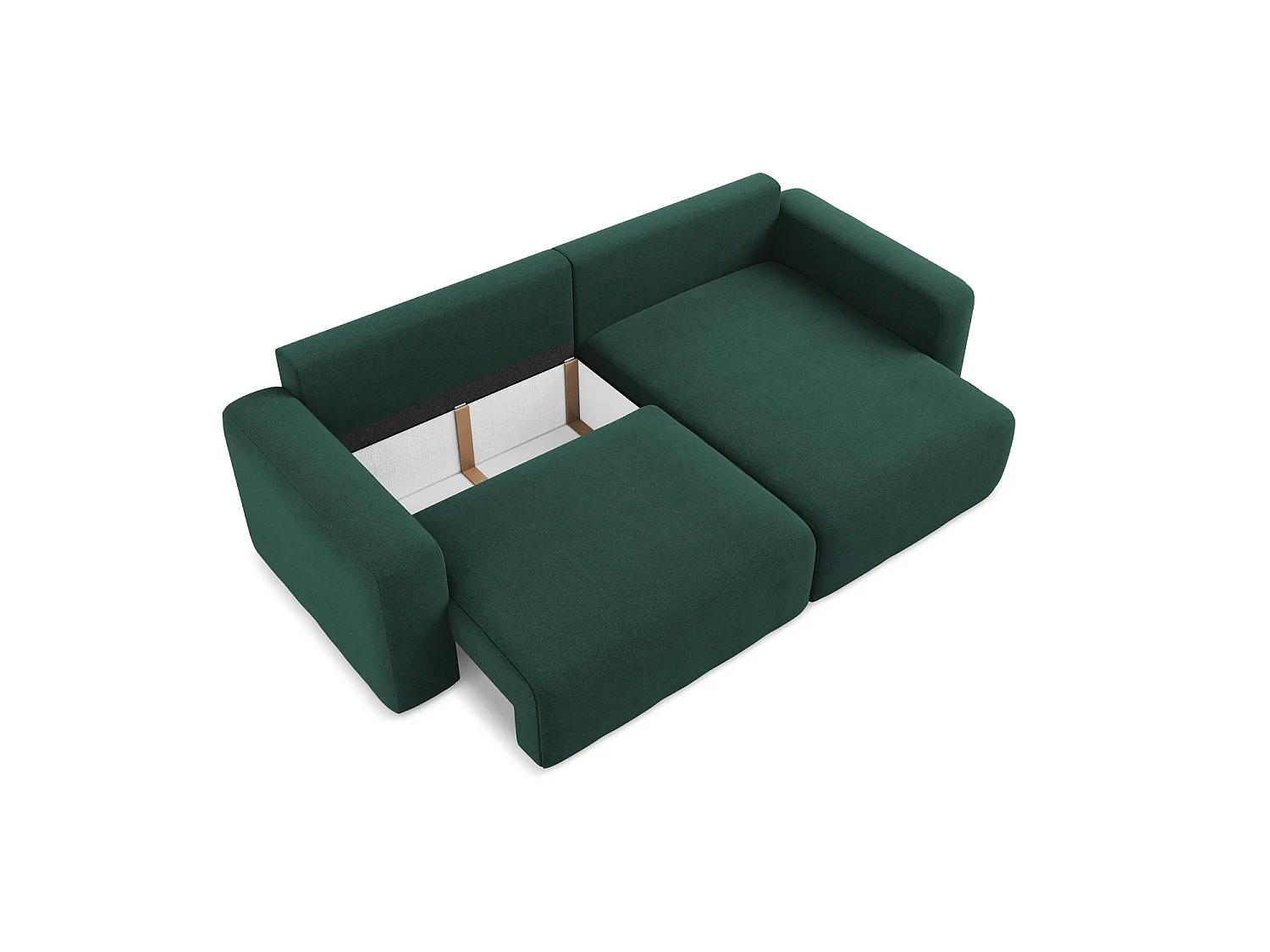 Ecksofa mit Schlaffunktion - Ecke Rechts - Strukturstoff - Flaschengrün - OSTIA