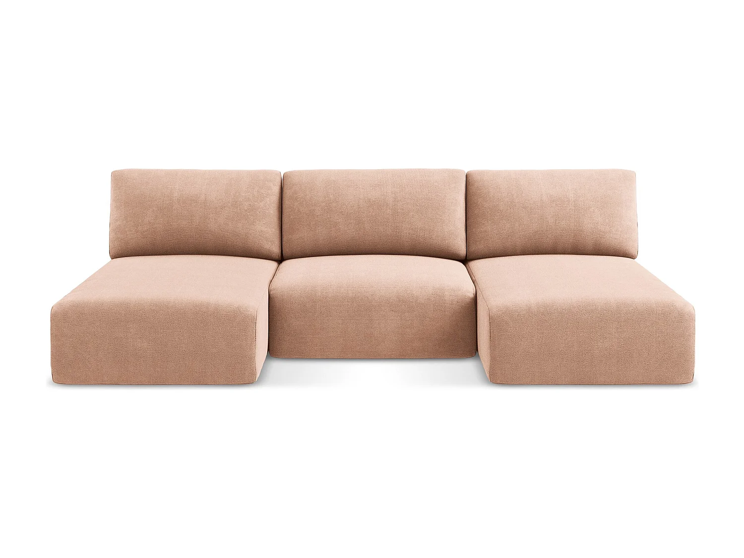 Otwarta Sofa panoramiczna z funkcją spania - z tkaniny szenilowej - brzoskwiniowy - KONA