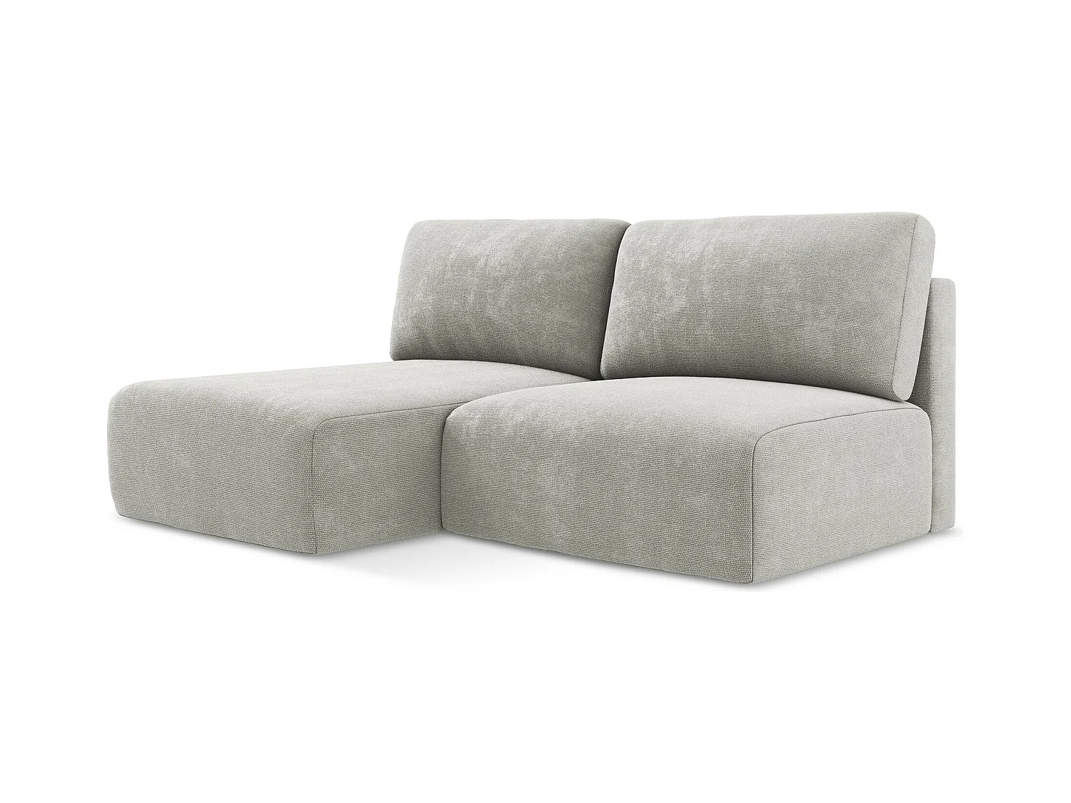 Canapé d’angle 3 places gauche sans accoudoir convertible en Chenille - gris clair - KONA
