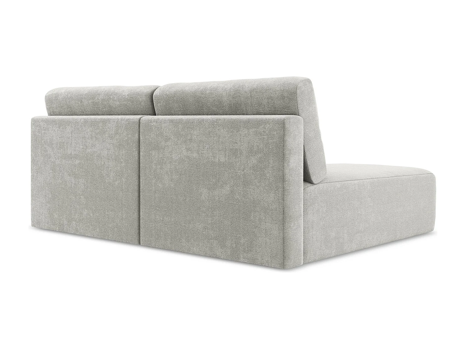 Open hoekbank links met bedfunctie van lichtgrijs chenille stof - KONA