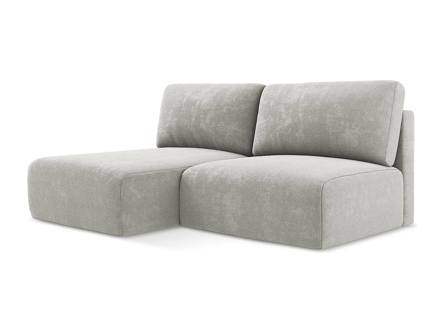 Canapé d’angle 3 places gauche sans accoudoir convertible en Chenille - gris clair - KONA