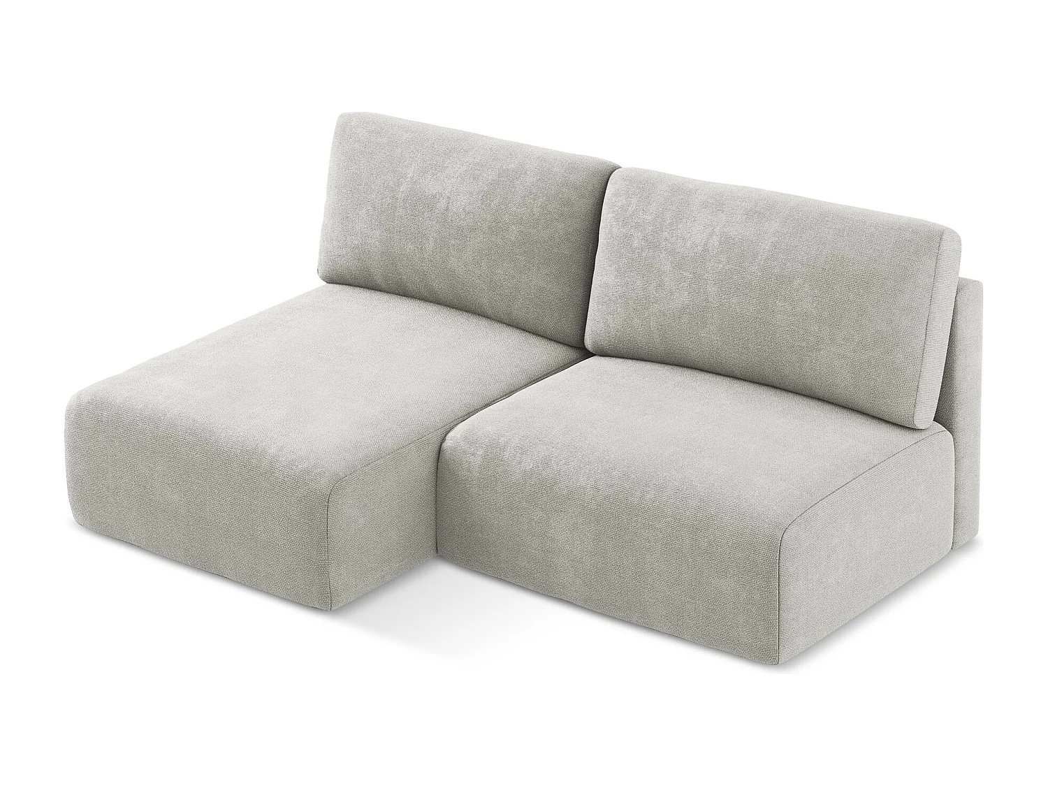 Canapé d’angle 3 places gauche sans accoudoir convertible en Chenille - gris clair - KONA