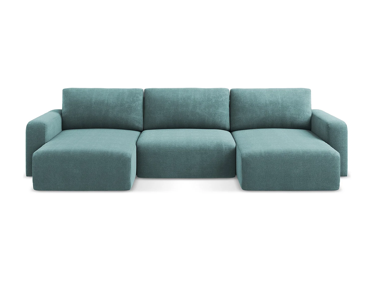 Panoramische bank met bedfunctie van jeans chenille stof - KONA