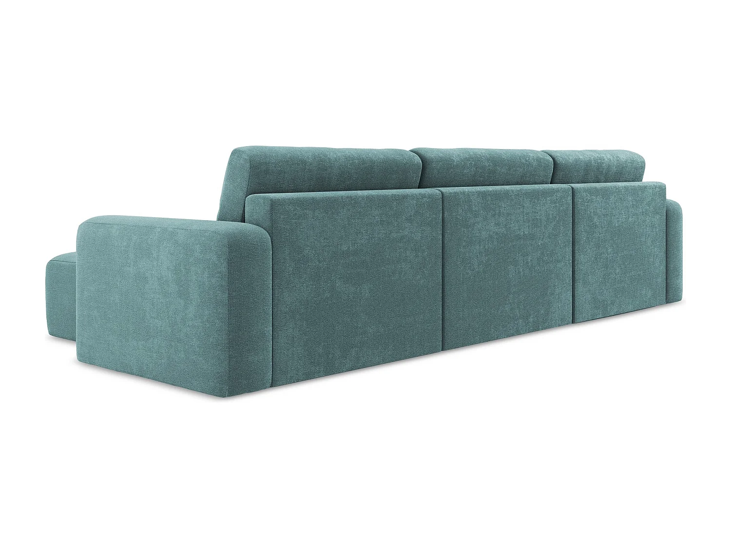 Panoramische bank met bedfunctie van jeans chenille stof - KONA