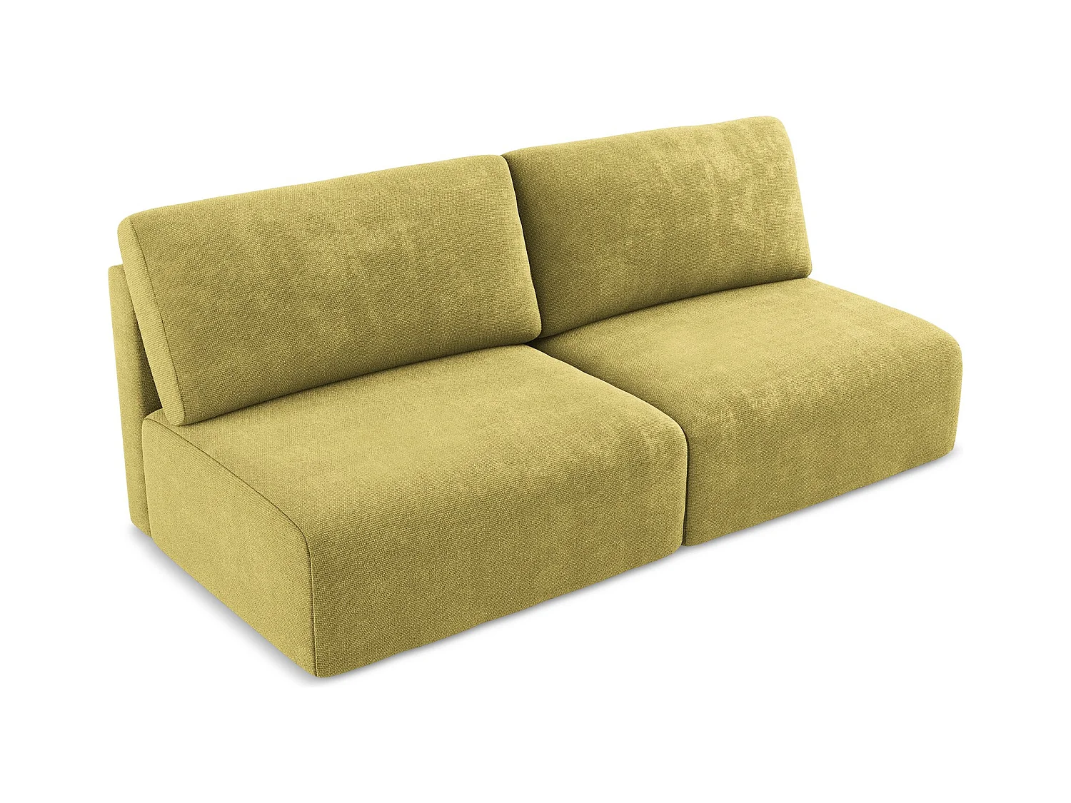 Canapé 3 places sans accoudoir convertible en Chenille - vert citron - KONA