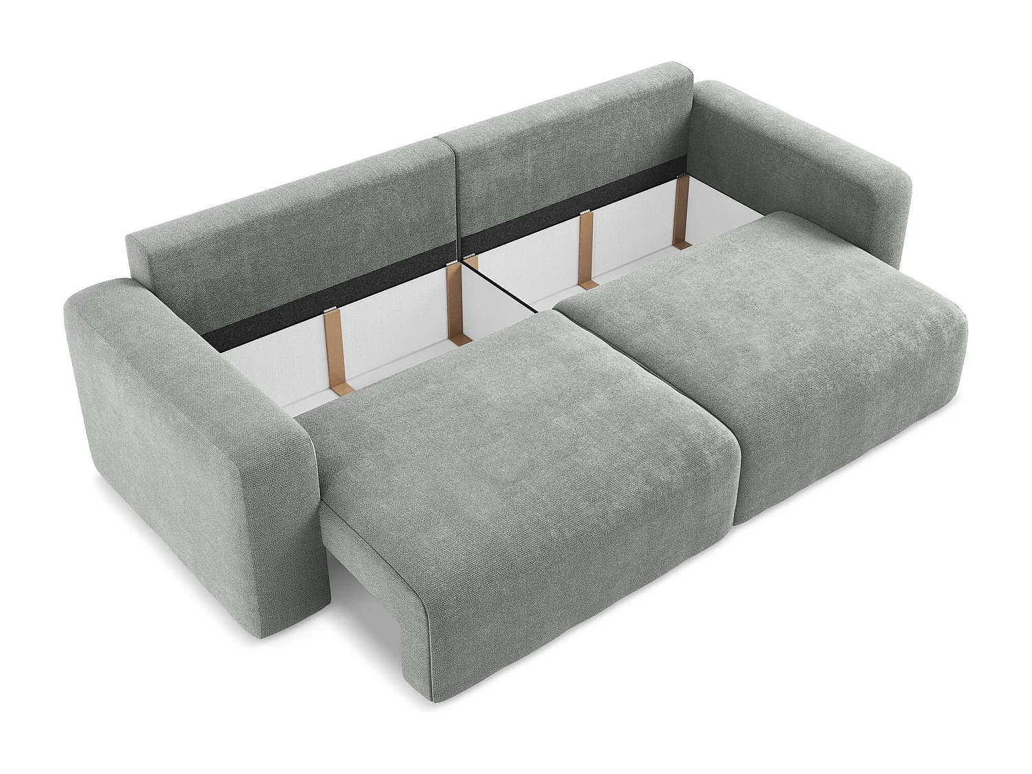 Driezits-slaapbank van grijs chenille stof - KONA