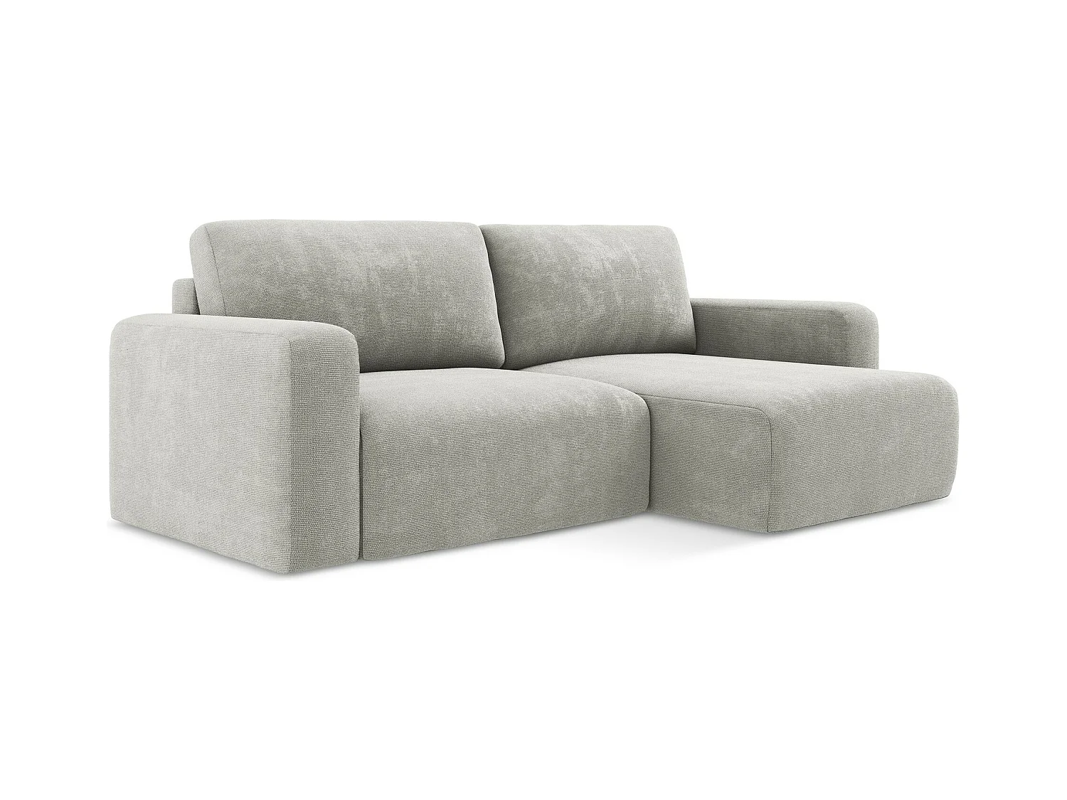 Ecksofa mit Schlaffunktion - Ecke Rechts - Chenille - Hellgrau - KONA