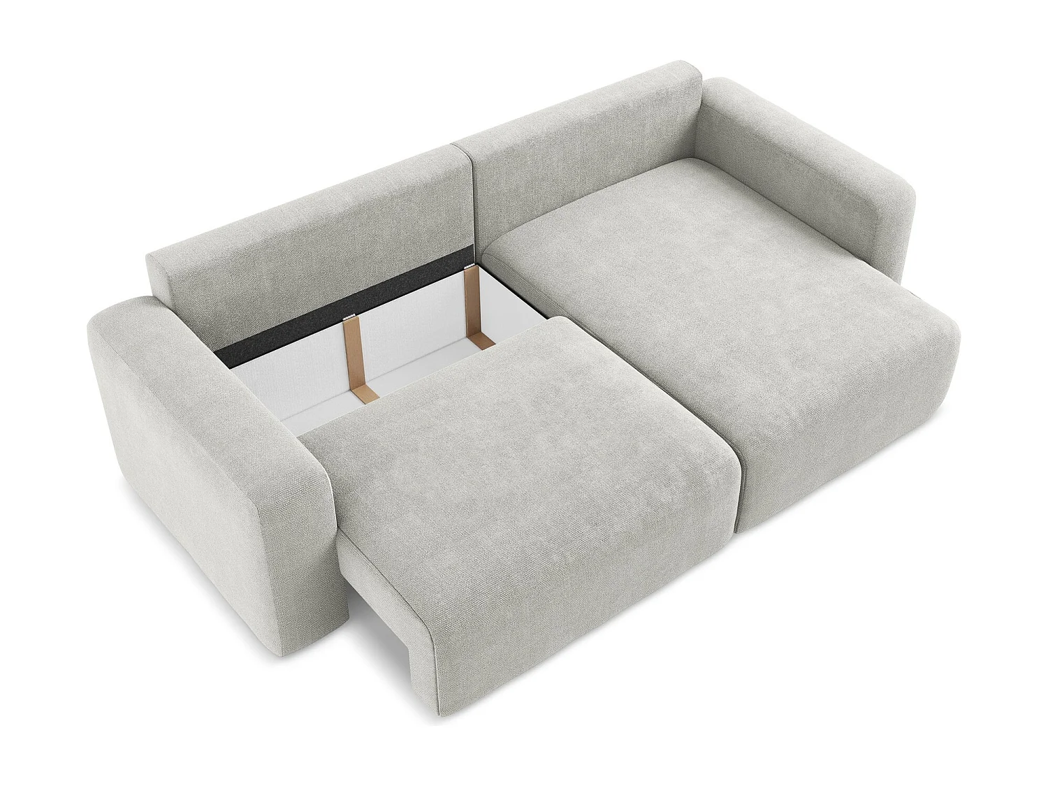 Ecksofa mit Schlaffunktion - Ecke Rechts - Chenille - Hellgrau - KONA