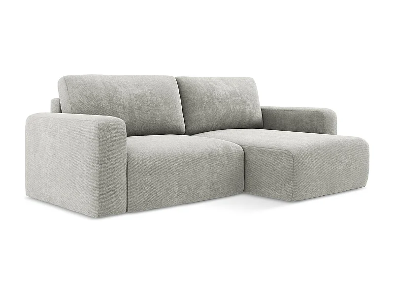 Canapé d’angle 3 places droit convertible en Chenille - gris clair - KONA