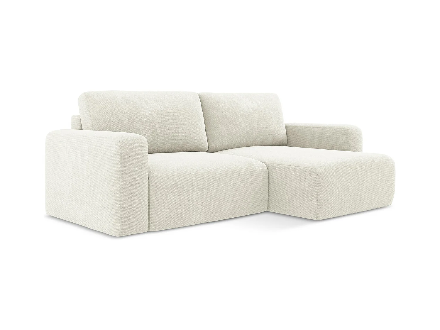 Ecksofa mit Schlaffunktion - Ecke Rechts - Chenille - Weiß - KONA