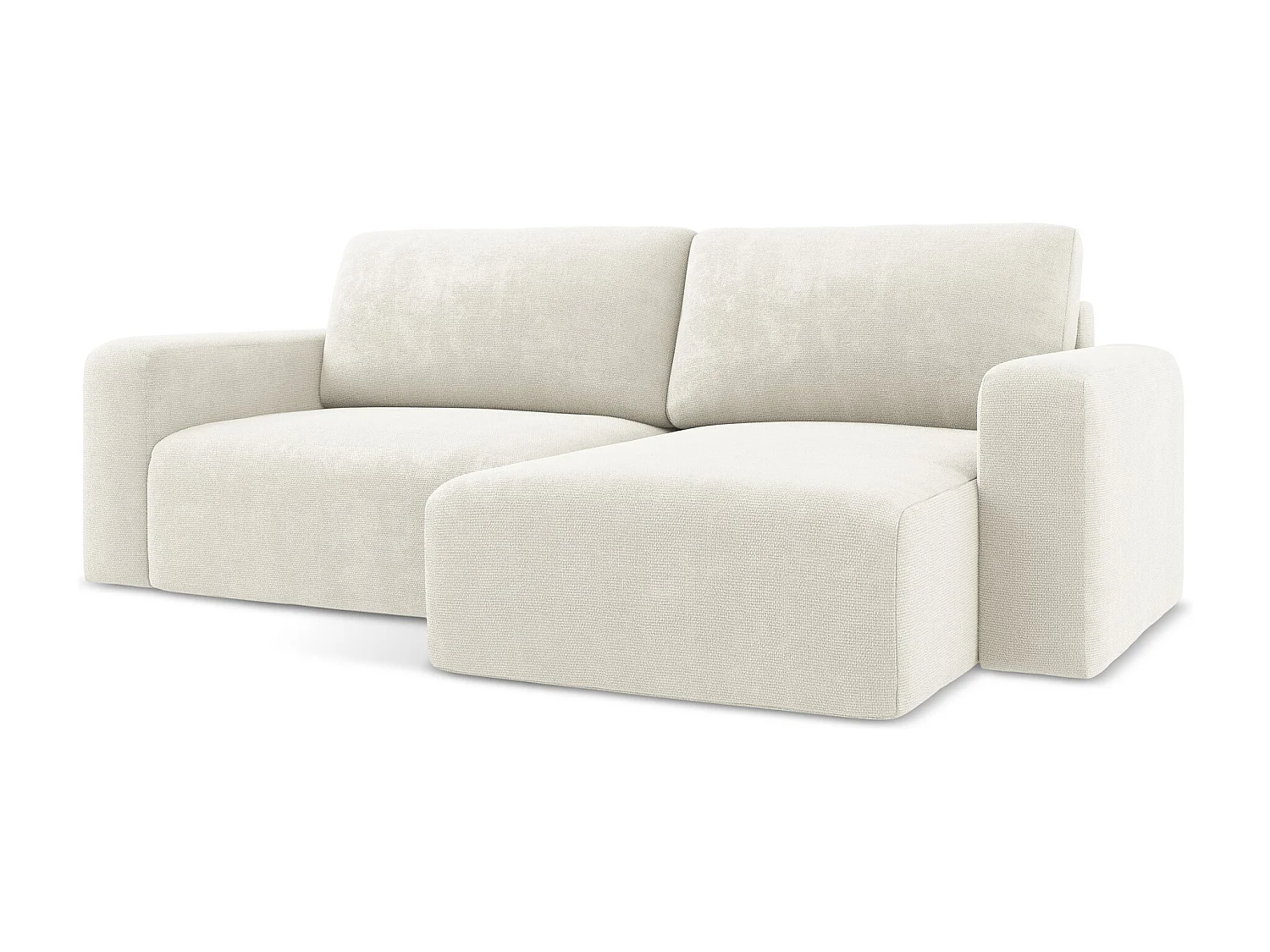 Canapé d’angle 3 places droit convertible en Chenille - blanc - KONA