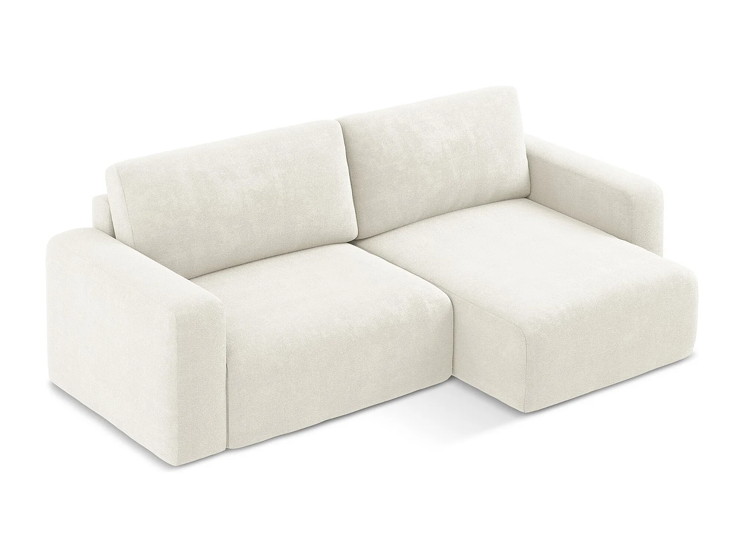 Canapé d’angle 3 places droit convertible en Chenille - blanc - KONA