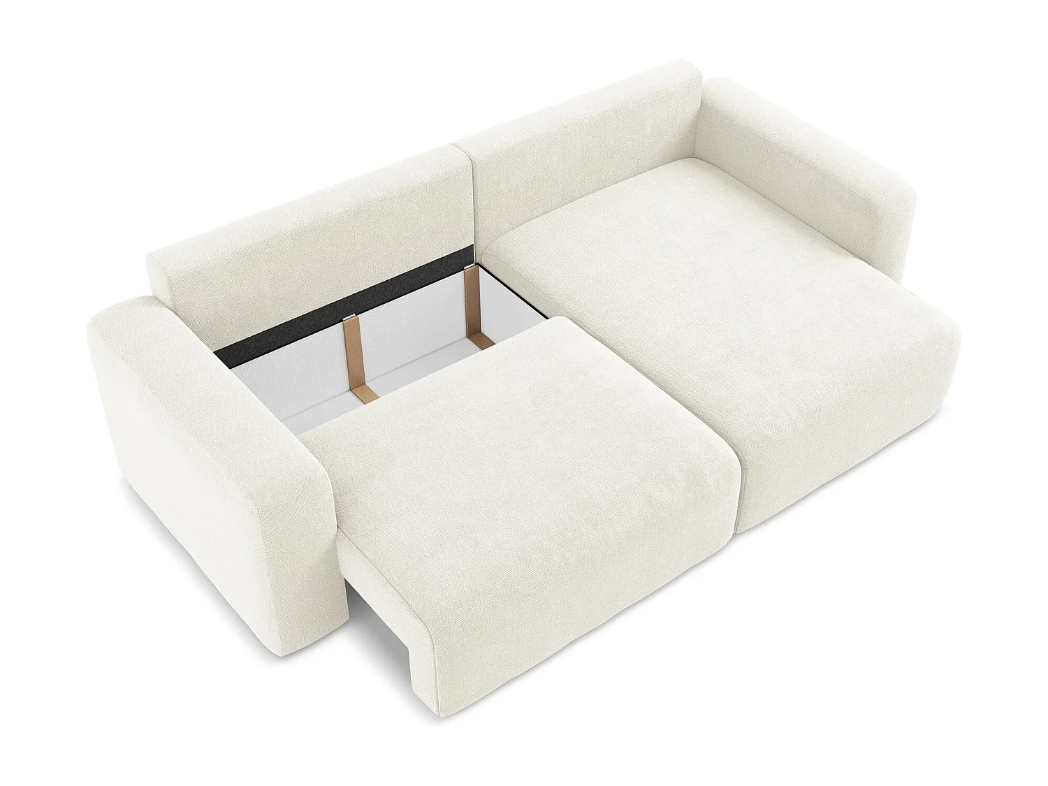 Canapé d’angle 3 places droit convertible en Chenille - blanc - KONA