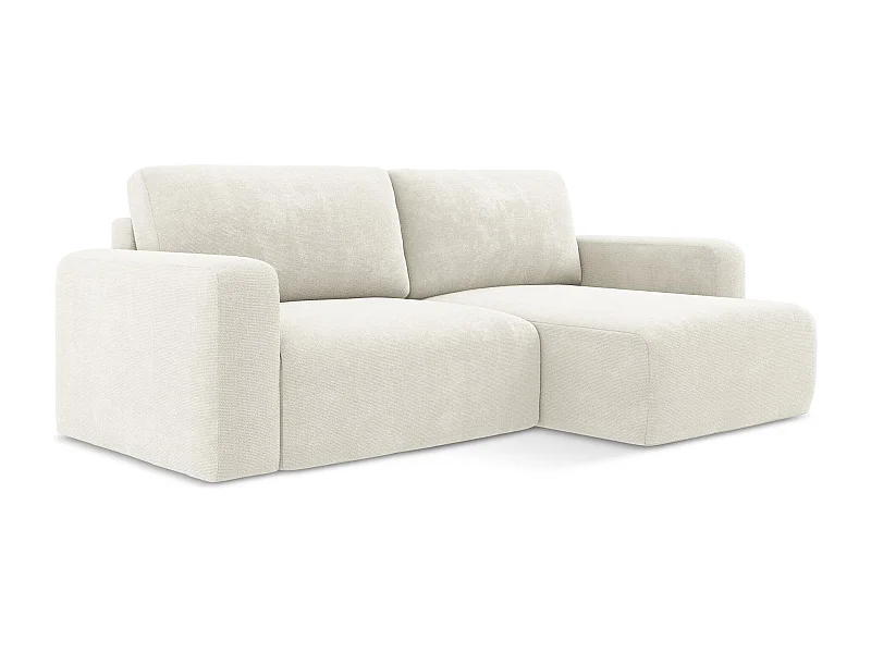 Canapé d’angle 3 places droit convertible en Chenille - blanc - KONA