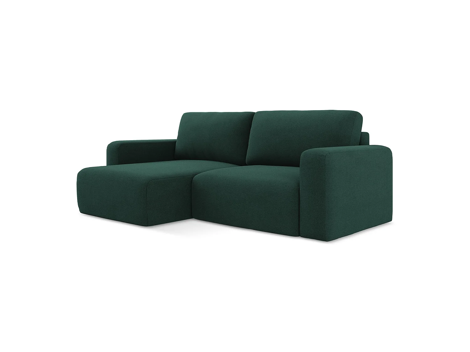 3-Sitzer Ecksofa mit Schlaffunktion - Ecke Links - Strukturstoff - Flaschengrün - OSTIA
