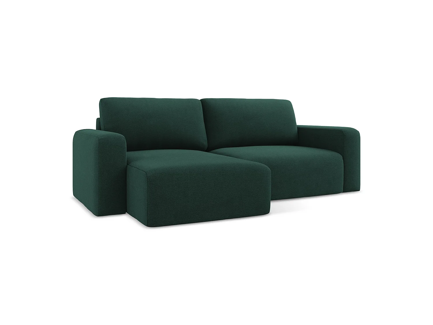 3-Sitzer Ecksofa mit Schlaffunktion - Ecke Links - Strukturstoff - Flaschengrün - OSTIA