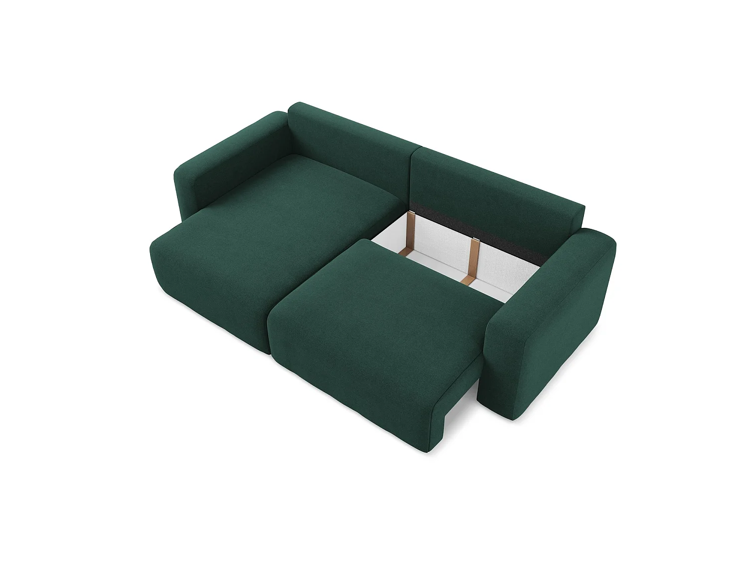 3-Sitzer Ecksofa mit Schlaffunktion - Ecke Links - Strukturstoff - Flaschengrün - OSTIA
